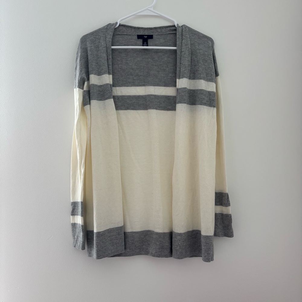 GAP Striped Cardigan Cream and Grey NWOT